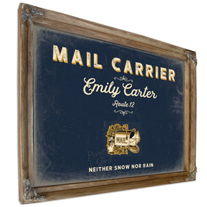 Personalized Mail Carrier Sign, Neither Snow Nor Rain, Navy & Brass, image 6