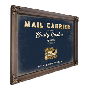 Personalized Mail Carrier Sign, Neither Snow Nor Rain, Navy & Brass, image 7