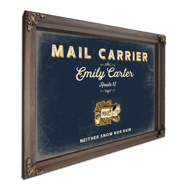 Personalized Mail Carrier Sign, Neither Snow Nor Rain, Navy & Brass, image 7