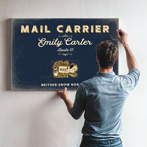 Personalized Mail Carrier Sign, Neither Snow Nor Rain, Navy & Brass, image 9