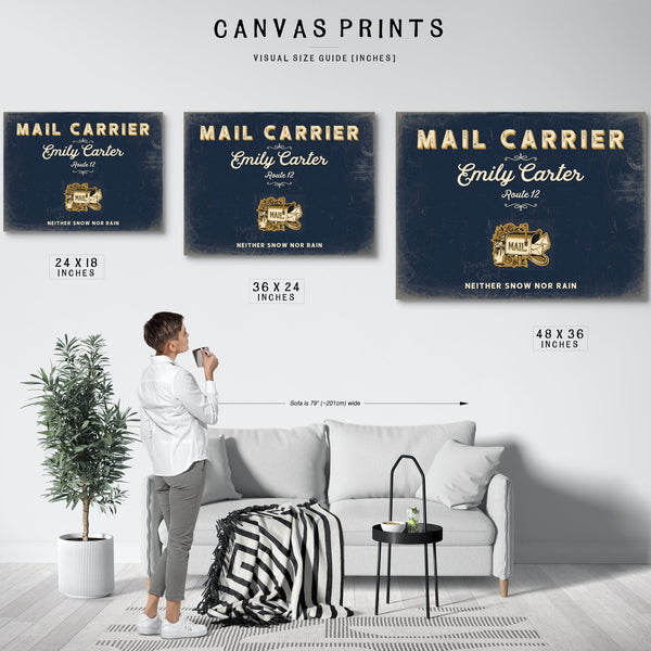 Personalized Mail Carrier Sign, Neither Snow Nor Rain, Navy & Brass, image 10