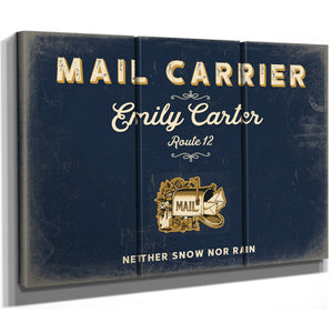 Personalized Mail Carrier Sign, Neither Snow Nor Rain, Navy & Brass, image 14