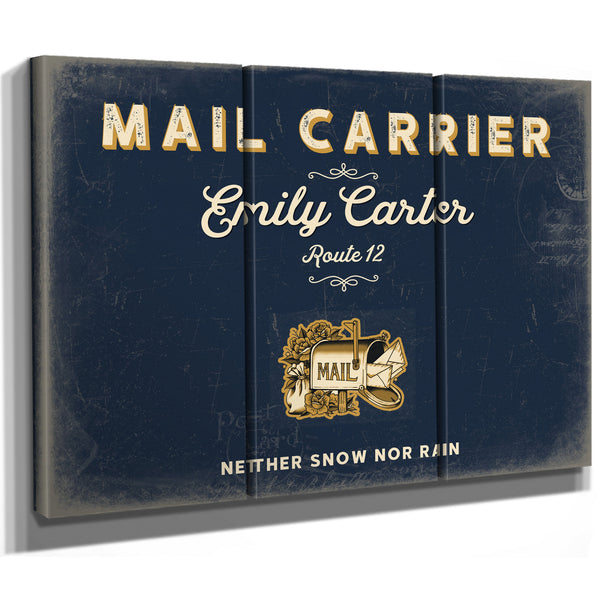 Personalized Mail Carrier Sign, Neither Snow Nor Rain, Navy & Brass, image 14