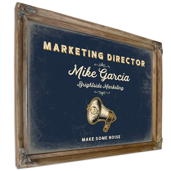 Personalized Marketing Director Sign, Make Some Noise, Navy & Brass, image 6