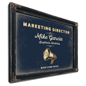 Personalized Marketing Director Sign, Make Some Noise, Navy & Brass, image 1