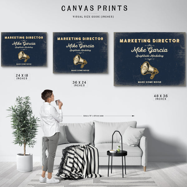 Personalized Marketing Director Sign, Make Some Noise, Navy & Brass, image 10