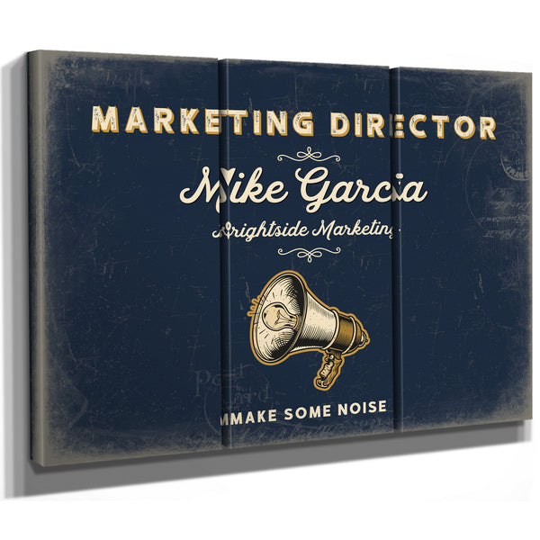 Personalized Marketing Director Sign, Make Some Noise, Navy & Brass, image 14