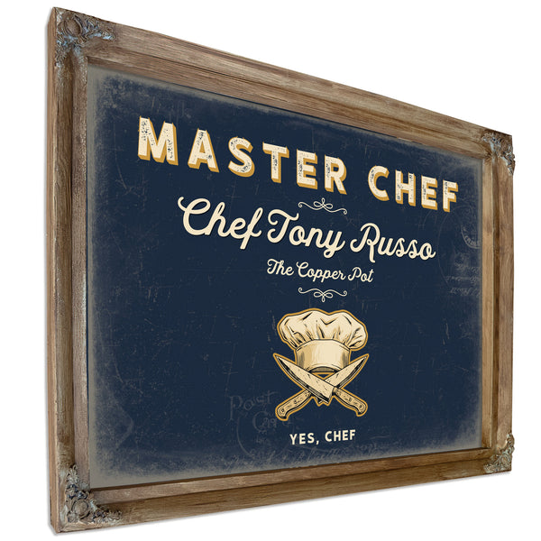 Personalized Master Chef Sign, Yes, Chef, Navy & Brass, image 6