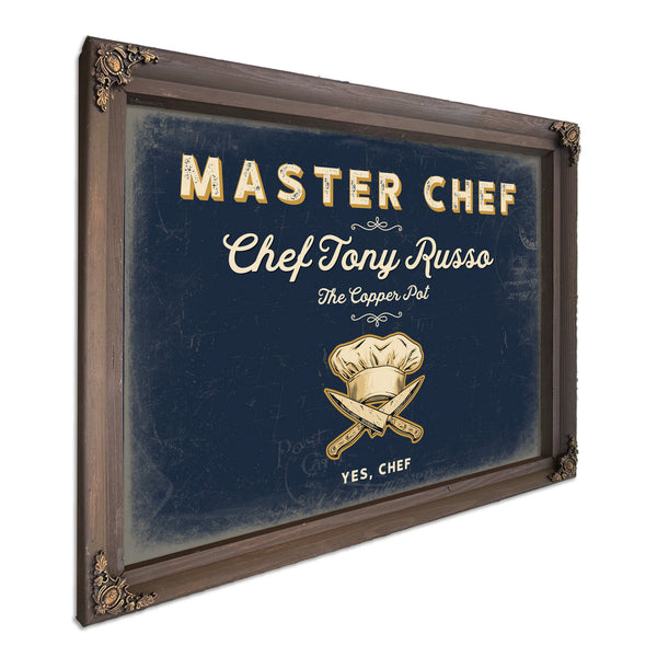 Personalized Master Chef Sign, Yes, Chef, Navy & Brass, image 7