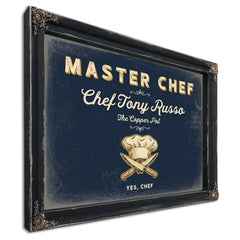 Personalized Master Chef Sign, Yes, Chef, Navy & Brass, image 1