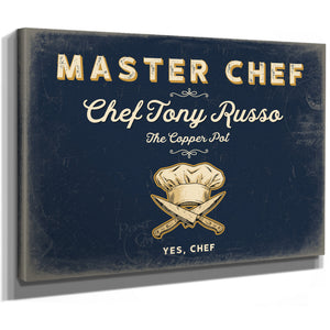 Personalized Master Chef Sign, Yes, Chef, Navy & Brass, image 8