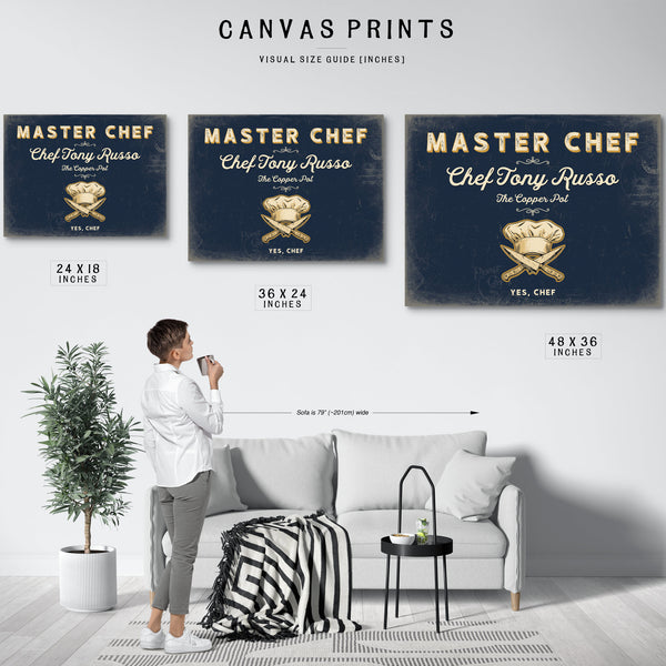 Personalized Master Chef Sign, Yes, Chef, Navy & Brass, image 10