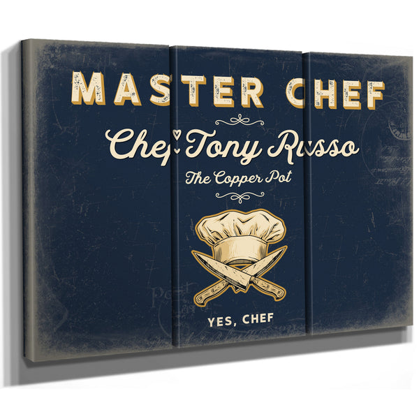 Personalized Master Chef Sign, Yes, Chef, Navy & Brass, image 14
