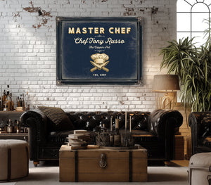 Personalized Master Chef Sign, Yes, Chef, Navy & Brass, image 18
