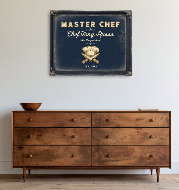 Personalized Master Chef Sign, Yes, Chef, Navy & Brass, image 19