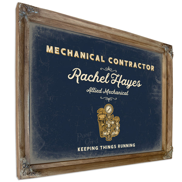 Personalized Mechanical Contractor Sign, Keeping Things Running, Navy & Brass, image 6
