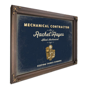 Personalized Mechanical Contractor Sign, Keeping Things Running, Navy & Brass, image 7