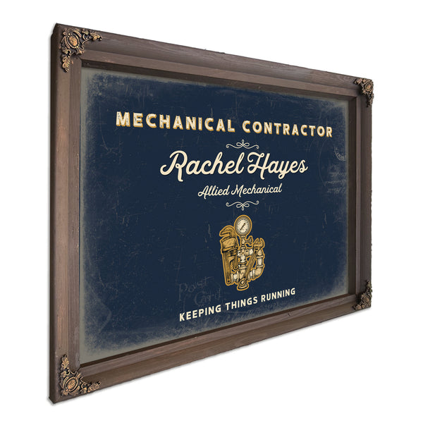 Personalized Mechanical Contractor Sign, Keeping Things Running, Navy & Brass, image 7