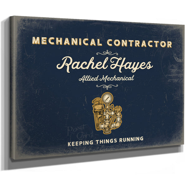 Personalized Mechanical Contractor Sign, Keeping Things Running, Navy & Brass, image 8