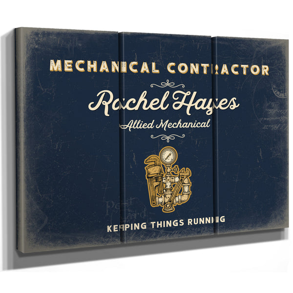 Personalized Mechanical Contractor Sign, Keeping Things Running, Navy & Brass, image 14