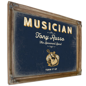 Personalized Musician Sign, Turn It Up, Navy & Brass, image 6