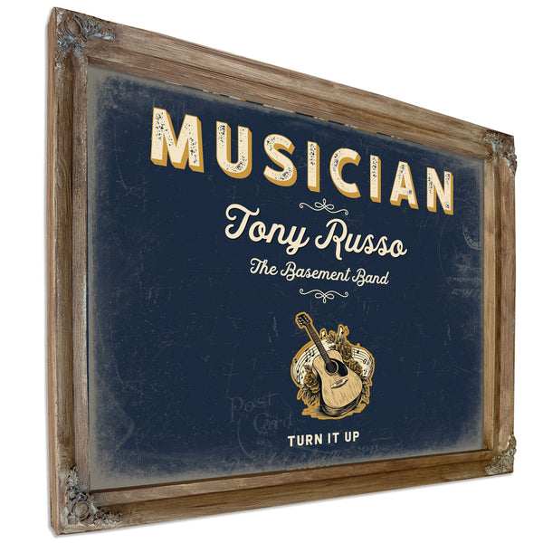 Personalized Musician Sign, Turn It Up, Navy & Brass, image 6