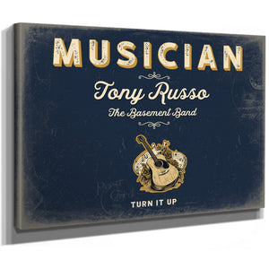 Personalized Musician Sign, Turn It Up, Navy & Brass, image 8