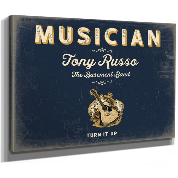 Personalized Musician Sign, Turn It Up, Navy & Brass, image 8