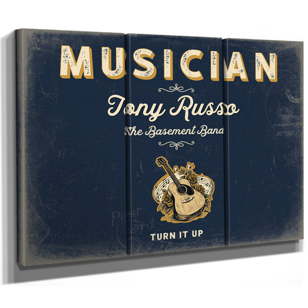 Personalized Musician Sign, Turn It Up, Navy & Brass, image 14