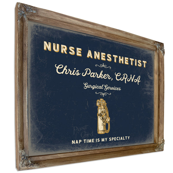 Personalized Nurse Anesthetist Sign, Nap Time Is My Specialty, Navy & Brass, image 6