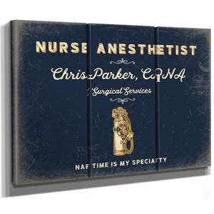 Personalized Nurse Anesthetist Sign, Nap Time Is My Specialty, Navy & Brass, image 14