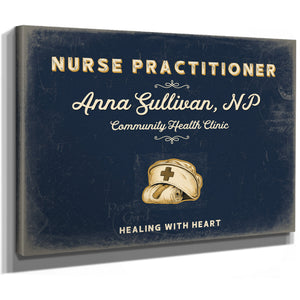 Personalized Nurse Practitioner Sign, Healing With Heart, Navy & Brass, image 8