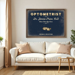 Personalized Optometrist Sign, Seeing Is Believing, Navy & Brass, image 5