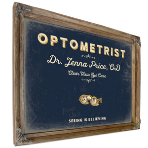 Personalized Optometrist Sign, Seeing Is Believing, Navy & Brass, image 6