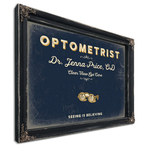 Personalized Optometrist Sign, Seeing Is Believing, Navy & Brass, image 1
