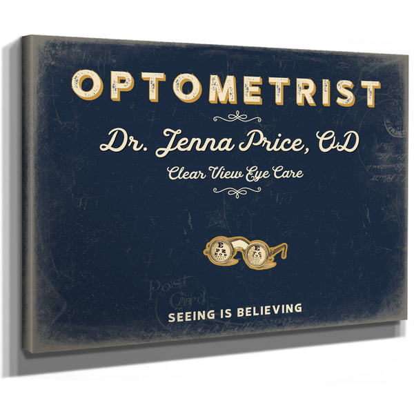 Personalized Optometrist Sign, Seeing Is Believing, Navy & Brass, image 8