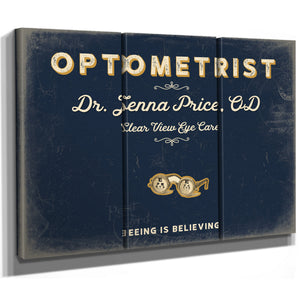 Personalized Optometrist Sign, Seeing Is Believing, Navy & Brass, image 14