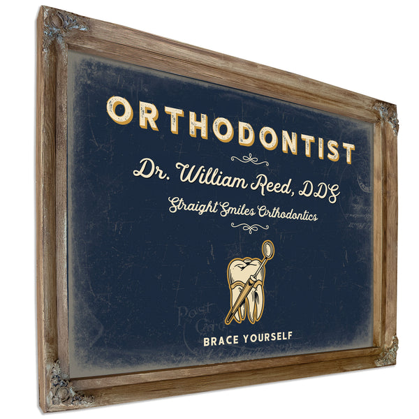 Personalized Orthodontist Sign, Brace Yourself, Navy & Brass, image 6