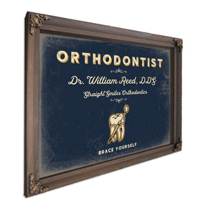 Personalized Orthodontist Sign, Brace Yourself, Navy & Brass, image 7