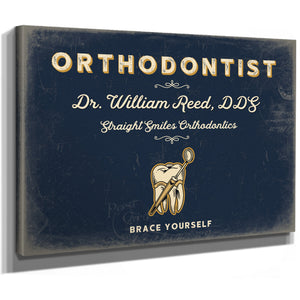 Personalized Orthodontist Sign, Brace Yourself, Navy & Brass, image 8