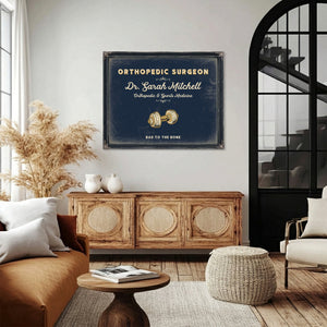 Personalized Orthopedic Surgeon Sign, Bad to the Bone, Navy & Brass, image 4