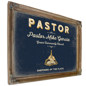 Personalized Pastor Sign, Shepherd of the Flock, Navy & Brass, image 6