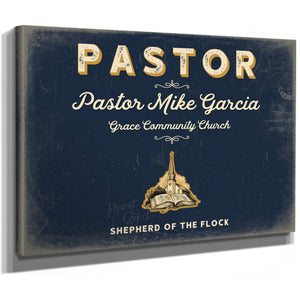 Personalized Pastor Sign, Shepherd of the Flock, Navy & Brass, image 8