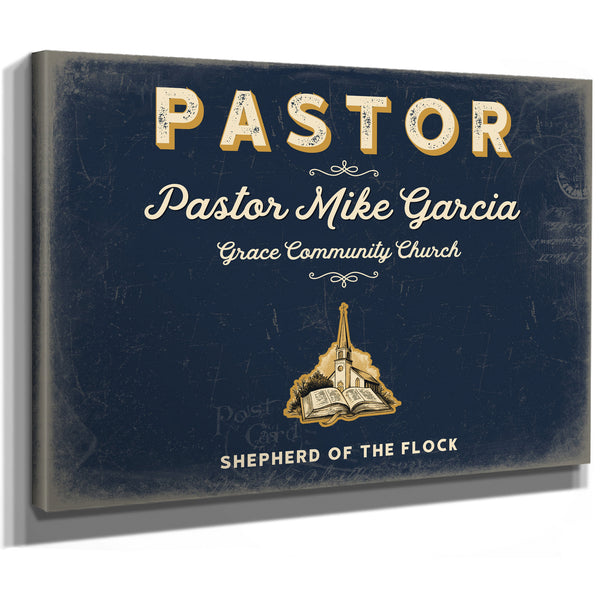 Personalized Pastor Sign, Shepherd of the Flock, Navy & Brass, image 8