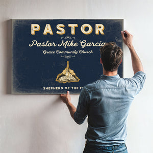 Personalized Pastor Sign, Shepherd of the Flock, Navy & Brass, image 9