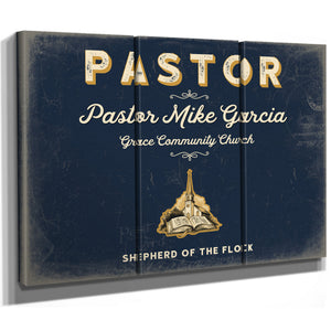 Personalized Pastor Sign, Shepherd of the Flock, Navy & Brass, image 14
