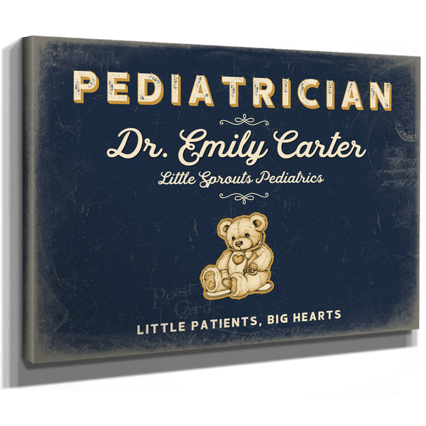 Personalized Pediatrician Sign, Little Patients, Big Hearts, Navy & Brass, image 8
