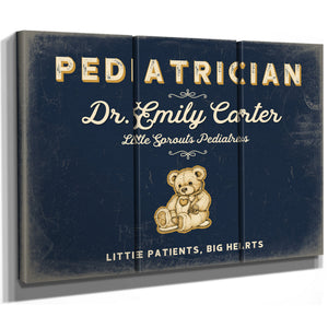 Personalized Pediatrician Sign, Little Patients, Big Hearts, Navy & Brass, image 14