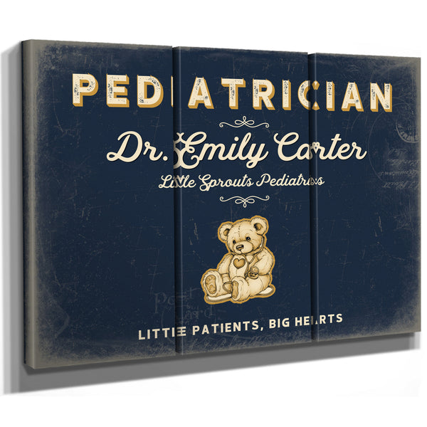 Personalized Pediatrician Sign, Little Patients, Big Hearts, Navy & Brass, image 14