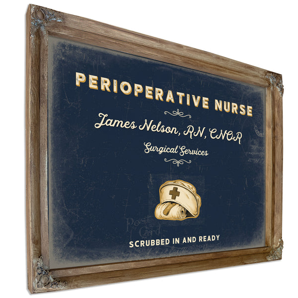 Personalized Perioperative Nurse Sign, Scrubbed In and Ready, Navy & Brass, image 6